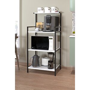 Mutfak Standı Espresso Makinesi Standı Kahve Köşesi Mutfak Rafı Beyaz