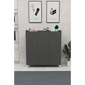 3 Kapaklı Çok Amaçlı Dolap Çok Amaçlı Mutfak Dolabı Banyo Dolabı Ayakkabılık Antrasit
