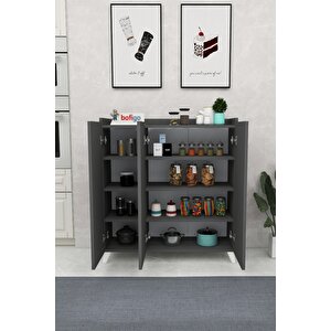 Bofigo 3 Kapaklı Çok Amaçlı Dolap Çok Amaçlı Mutfak Dolabı Banyo Dolabı Ayakkabılık Antrasit