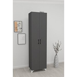 8 Raflı 2 Kapaklı Çok Amaçlı Mutfak Dolabı Banyo Dolabı Çok Amaçlı Dolap Cemre Antrasit