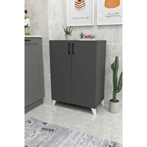 4 Raflı Çok Amaçlı Dolap Çok Amaçlı Mutfak Dolabı Banyo Dolabı Ceren Antrasit