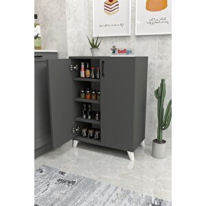 4 Raflı Çok Amaçlı Dolap Çok Amaçlı Mutfak Dolabı Banyo Dolabı Ceren Antrasit