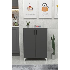 4 Raflı Çok Amaçlı Dolap Çok Amaçlı Mutfak Dolabı Banyo Dolabı Ceren Antrasit