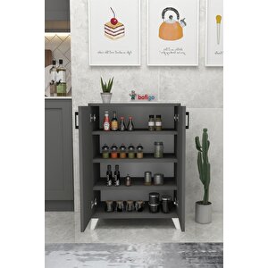 Bofigo 4 Raflı Çok Amaçlı Dolap Çok Amaçlı Mutfak Dolabı Banyo Dolabı Ceren Antrasit