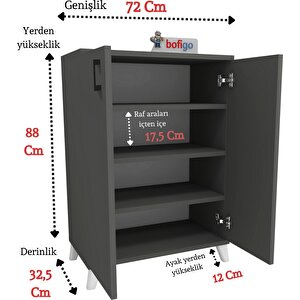 Bofigo 4 Raflı Çok Amaçlı Dolap Çok Amaçlı Mutfak Dolabı Banyo Dolabı Ceren Antrasit