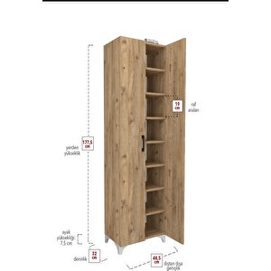Bofigo 8 Raflı 2 Kapaklı Çok Amaçlı Mutfak Dolabı Banyo Dolabı Çok Amaçlı Dolap Cemre Çam