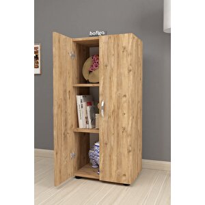 Bofigo 3 Raflı 2 Kapaklı Çok Amaçlı Mutfak Dolabı Banyo Dolabı Çok Amaçlı Dolap Çam