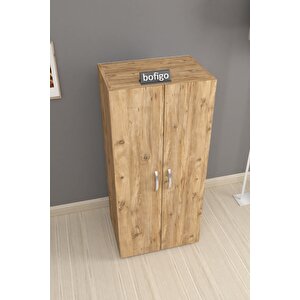 Bofigo 3 Raflı 2 Kapaklı Çok Amaçlı Mutfak Dolabı Banyo Dolabı Çok Amaçlı Dolap Çam