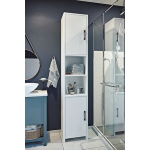 2 Kapaklı 6 Bölmeli Çok Amaçlı Dolap Alya Çok Amaçlı Mutfak Dolabı Banyo Dolabı Beyaz