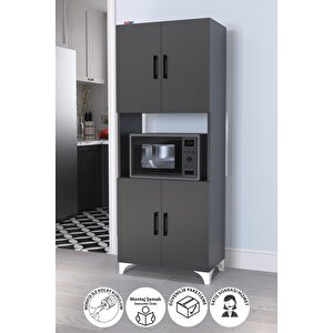 Çok Amaçlı Dolap Ece Mikrodalga Dolabı Erzak Dolabı Kiler Dolabı Mutfak Dolabı Antrasit