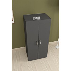 Bofigo 3 Raflı 2 Kapaklı Çok Amaçlı Mutfak Dolabı Banyo Dolabı Çok Amaçlı Dolap Antrasit