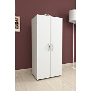 3 Raflı 2 Kapaklı Çok Amaçlı Mutfak Dolabı Banyo Dolabı Çok Amaçlı Dolap Beyaz