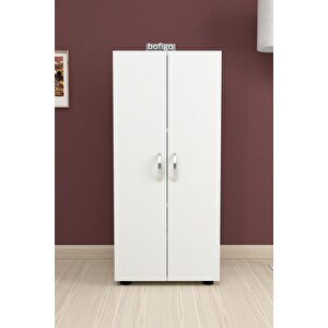 Bofigo 3 Raflı 2 Kapaklı Çok Amaçlı Mutfak Dolabı Banyo Dolabı Çok Amaçlı Dolap Beyaz