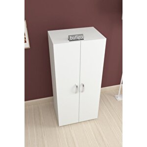 Bofigo 3 Raflı 2 Kapaklı Çok Amaçlı Mutfak Dolabı Banyo Dolabı Çok Amaçlı Dolap Beyaz