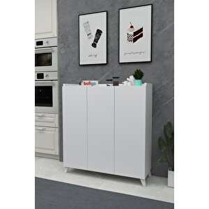 3 Kapaklı Çok Amaçlı Dolap Çok Amaçlı Mutfak Dolabı Banyo Dolabı Ayakkabılık Beyaz