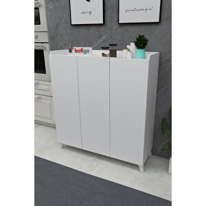 3 Kapaklı Çok Amaçlı Dolap Çok Amaçlı Mutfak Dolabı Banyo Dolabı Ayakkabılık Beyaz