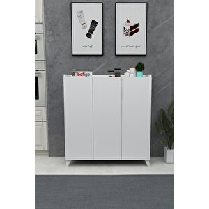 3 Kapaklı Çok Amaçlı Dolap Çok Amaçlı Mutfak Dolabı Banyo Dolabı Ayakkabılık Beyaz