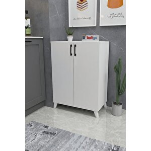 Bofigo 4 Raflı Çok Amaçlı Dolap Çok Amaçlı Mutfak Dolabı Banyo Dolabı Ceren Beyaz