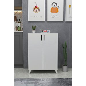 4 Raflı Çok Amaçlı Dolap Çok Amaçlı Mutfak Dolabı Banyo Dolabı Ceren Beyaz