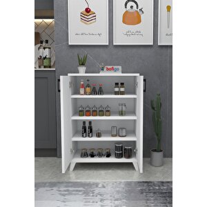 Bofigo 4 Raflı Çok Amaçlı Dolap Çok Amaçlı Mutfak Dolabı Banyo Dolabı Ceren Beyaz