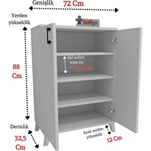 Bofigo 4 Raflı Çok Amaçlı Dolap Çok Amaçlı Mutfak Dolabı Banyo Dolabı Ceren Beyaz