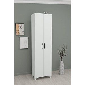 8 Raflı 2 Kapaklı Çok Amaçlı Mutfak Dolabı Banyo Dolabı Çok Amaçlı Dolap Cemre Beyaz