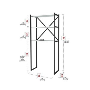 Bofigo 3 Raflı Metal Banyo Düzenleyici Metal Banyo Rafı Çamaşır Makinası Üstü Beyaz