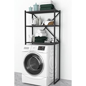 3 Raflı Metal Banyo Düzenleyici Metal Banyo Rafı Çamaşır Makinası Üstü Antrasit