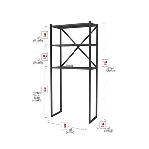Bofigo 3 Raflı Metal Banyo Düzenleyici Metal Banyo Rafı Çamaşır Makinası Üstü Antrasit
