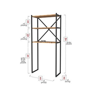 Bofigo 3 Raflı Metal Banyo Düzenleyici Metal Banyo Rafı Çamaşır Makinası Üstü Çam