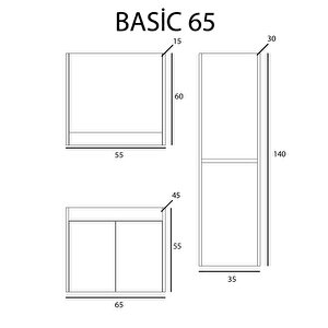 Kea Koza Basic Banyo Dolab Takimi Antrasi̇t 65 Cm