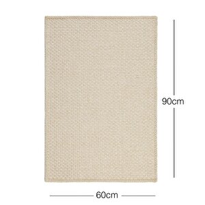 Ocean Home Textile Yıkanabilir Jüt Görünümlü Krem Renk Hasır Desenli Paspas 60 X 90 Cm