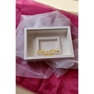 25x35 Cm Beyaz Yatay Fotoğraf Alanlı Model Tasarım Gül Kutusu Anı Çerçevesi! Isimli Beyaz Çerçeve