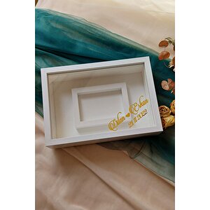 25x35 Cm Beyaz Yatay Fotoğraf Alanlı Model Tasarım Gül Kutusu Anı Çerçevesi! Isimli Beyaz Çerçeve
