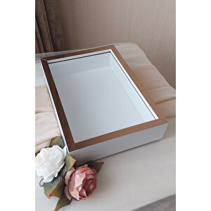 Ledsiz 25x35 Cm Beyaz-bronz Derin Gül Tasarım Çerçevesi! Gül Kutusu Anı Çerçevesi! Isimsiz