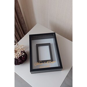 Yeni Model 25x35 Cm Siyah Yatay Fotoğraf Alanlı Model Tasarım Gül Kutusu Anı Çerçevesi! Isimli