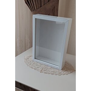 Ledsiz Yeni Trend 25x35 Cm Beyaz Derin Gül Tasarım Çerçevesi! Gül Kutusu Anı Çerçevesi! Isimsiz