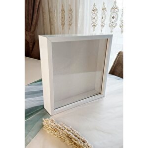 35x35 Cm 7 Cm Derinlikli Tasarım Gül Kutusu Anı Çerçevesi! Ayna Çerçeve! Beyaz