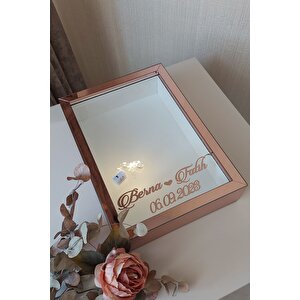 Yeni Model 25x35 Cm Rosegold Ledli Derin Gül Tasarım Çerçevesi! Gül Kutusu Anı Çerçevesi!