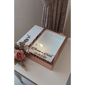 Yeni Model 25x35 Cm Rosegold Ledli Derin Gül Tasarım Çerçevesi! Gül Kutusu Anı Çerçevesi!