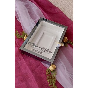 25x35 Cm Füme Renk Fotoğraf Alanlı Model Tasarım Gül Kutusu Anı Çerçevesi! Ayna Çerçeve! Ledli