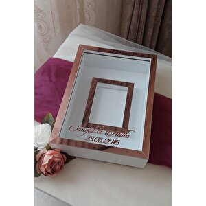 Yeni Model 25x35 Cm Beyaz-rose Fotoğraf Alanlı Model Tasarım Gül Kutusu Anı Çerçevesi! Isimli Ledsiz