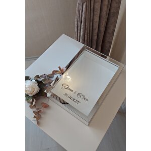 Yeni Model 25x35 Cm Gümüş Ledli Derin Gül Tasarım Çerçevesi! Gül Kutusu Anı Çerçevesi!