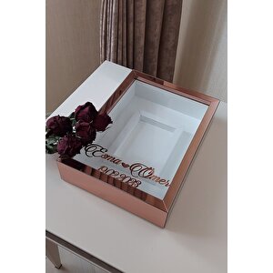 25x35 Cm Rosegold Fotoğraf Alanlı Model Tasarım Gül Kutusu Anı Çerçevesi! Isimli