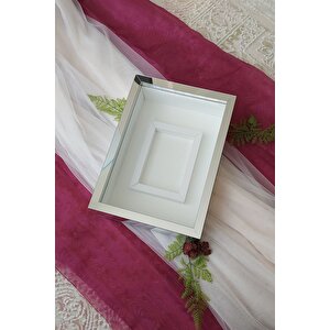 25x35 Cm Gümüş Fotoğraf Alanlı Model Tasarım Gül Kutusu Anı Çerçevesi! Ledsiz Isimsiz