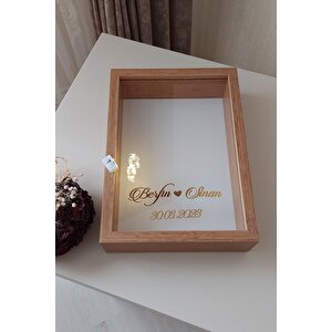 Yeni Model 25x35 Cm Bambu Ledli Isimli Derin Gül Tasarım Çerçevesi! Gül Kutusu Anı Çerçevesi!