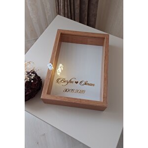 Yeni Model 25x35 Cm Bambu Ledli Isimli Derin Gül Tasarım Çerçevesi! Gül Kutusu Anı Çerçevesi!