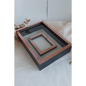 25x35 Cm Siya-rose Fotoğraf Alanlı Model Tasarım Gül Kutusu Anı Çerçevesi! Yeni Model Çerçeve!