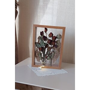 Ledli 25x35 Cm Çift Yönlü Derin Gül Çerçevesi! Gelin Buketi Çerçevesi! Bambu