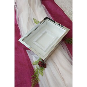 25x35 Cm Gümüş Renkli Yatay Fotoğraf Alanlı Model Tasarım Gül Kutusu Anı Çerçevesi! Isimsiz Ledli!